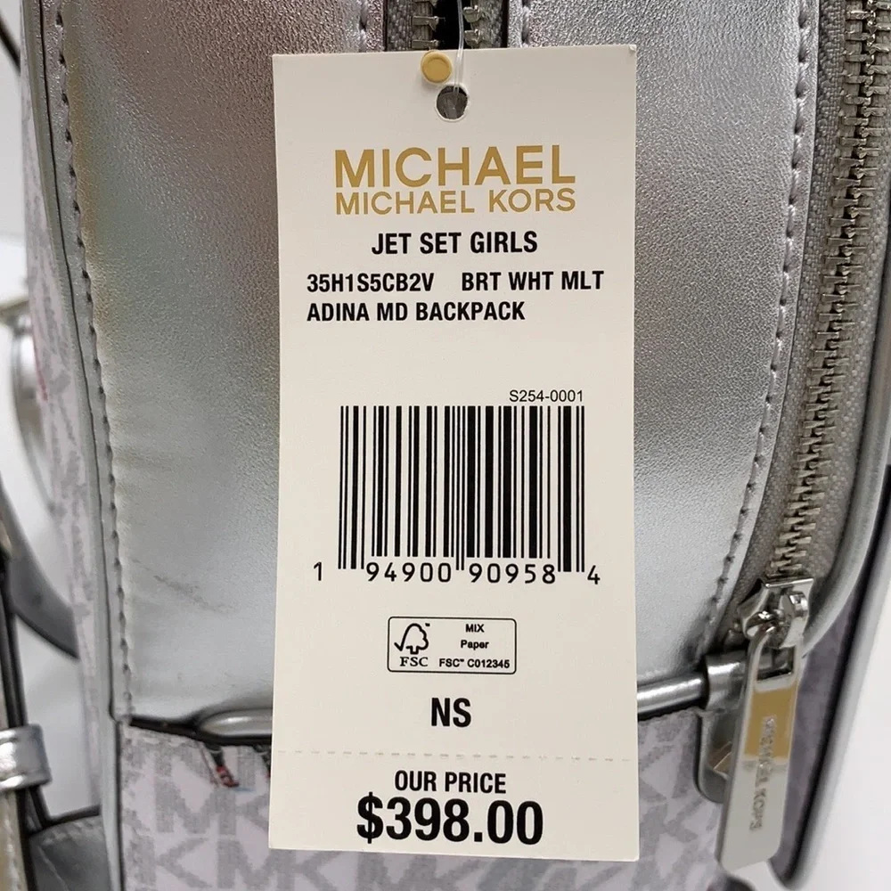 MICHAEL KORS ADINA MEDIUM BACKPACK BRIGHT WHITE MULTI COLOR